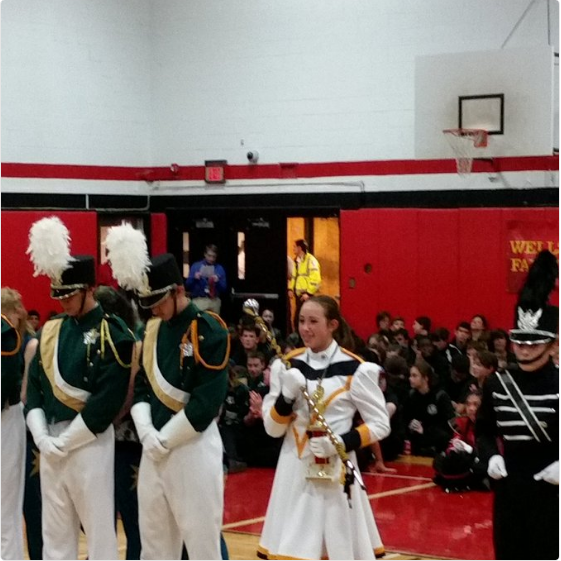 Julianna Scofield accepting Cresskill's 2nd Place Award at the Bergenfield Band Competition