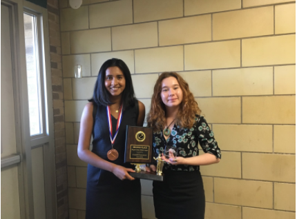 Senior debaters Pooja Balar (L) and Samantha Higgins (R)